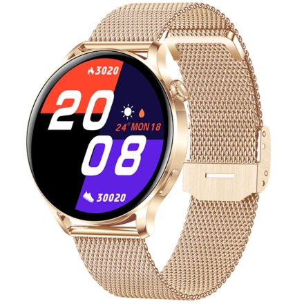 Smartwatch damski z funkcją rozmowy Rubicon SMARUB131 ze złotą bransoletką RNCE81