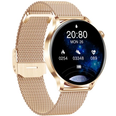 Smartwatch damski z funkcją rozmowy Rubicon SMARUB131 ze złotą bransoletką RNCE81