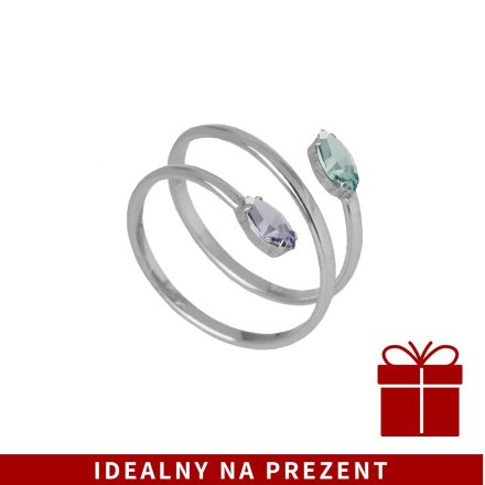 Srebrny pierścionek sprężyna z kryształami VICTORIA CRUZ • SREBRO 925
