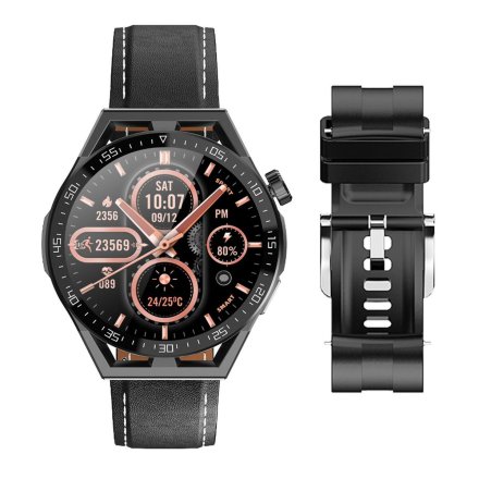 Smartwatch z funkcją rozmowy Ciśnienie Sport Tlen Rubicon SMARUB151 czarny DWA PASKI RNCE88