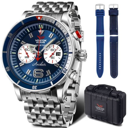 Zegarek Vostok Europe Anchar Chrono z bransoletą 6S21-510A583 B niebieski