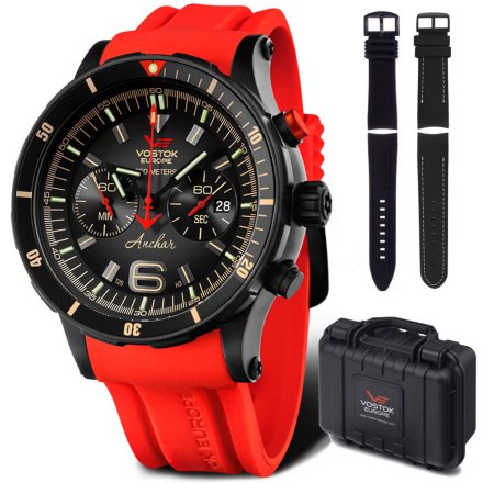 Zegarek Vostok Europe Anchar Chrono 6S21-510C582 czarno-czerwony