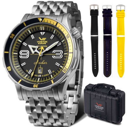 Zegarek Vostok Europe Anchar Automat z bransoletą NH35A-510A522 czarno-żółty