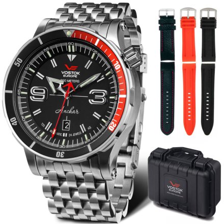 Zegarek Vostok Europe Anchar Automat z bransoletą NH35A-510A587 czarno-czerwony