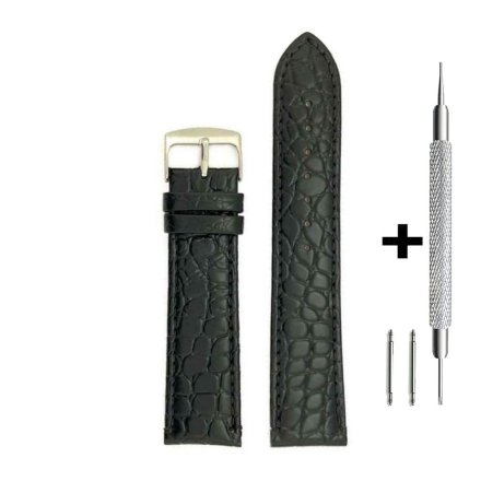 Czarny pasek 14 mm skórzany DILOY P209.14.01 + GRATIS dwa teleskopy i narzędzie