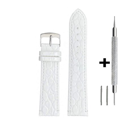 Biały pasek 22 mm skórzany DILOY P209.22.22 + GRATIS dwa teleskopy i narzędzie