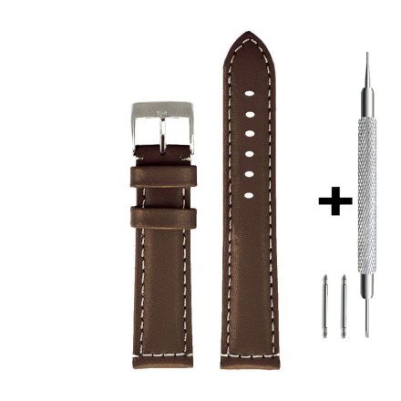 Brązowy pasek 18 mm skórzany DILOY P354.18.02 + GRATIS dwa teleskopy i narzędzie