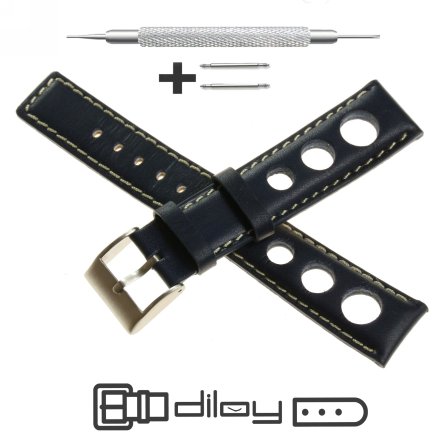 Niebieski pasek 20 mm skórzany DILOY P355.20.5 + GRATIS dwa teleskopy i narzędzie
