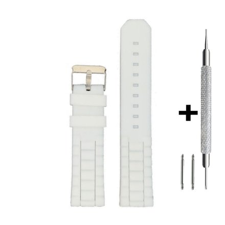 Biały pasek 18 mm kauczukowy DILOY S252.18.22 + GRATIS dwa teleskopy i narzędzie