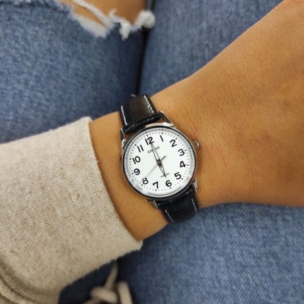 Zegarek Damski Casio Classic srebrny z czarnym paskiem LTP-1303PL-7BVEG