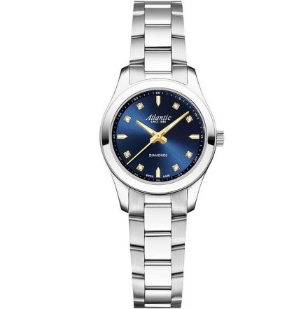 Zegarek Damski Atlantic Seapair srebrny z diamentami granatową tarczą 20335.41.57G