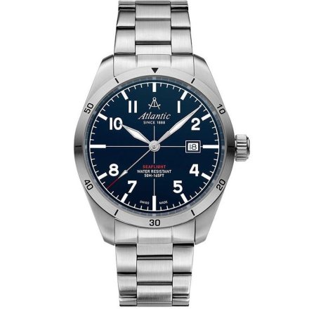 Zegarek Męski Atlantic Seaflight granatowy z bransoletą 70356.41.55