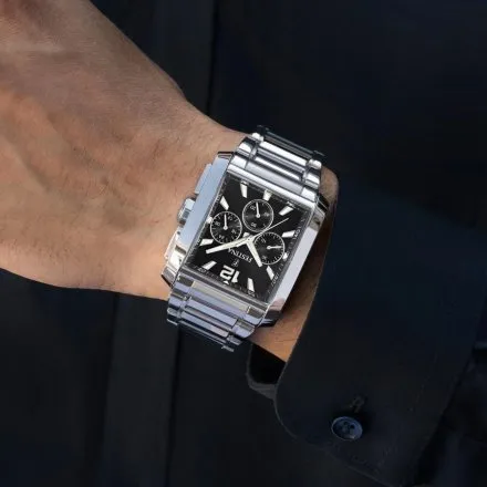  Prostokątny Zegarek Męski Festina 20635/4 Timeless Chronograph z czarną tarcza