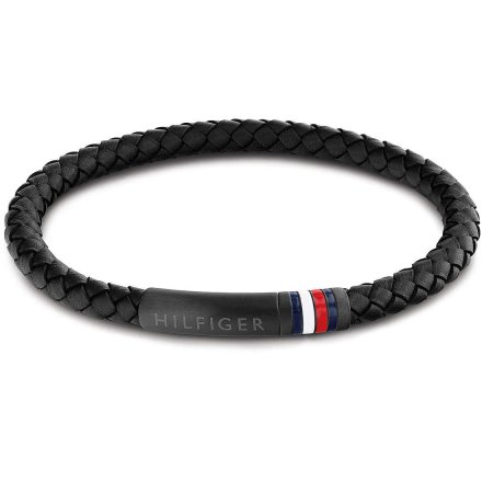 Skórzana czarna pleciona bransoleta Tommy Hilfiger 2790403