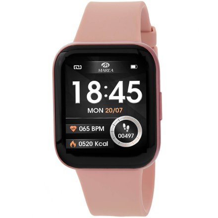 Różowy smartwatch z grami Marea B57013-3 Puls Ciśnienie Pulsoksymetr