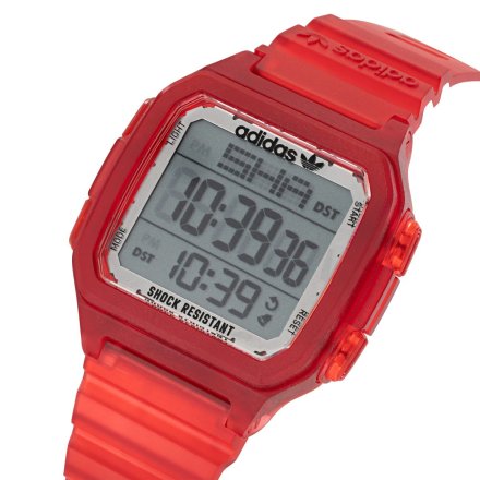 Czerwony zegarek adidas Originals Street Digital One GMT AOST22051
