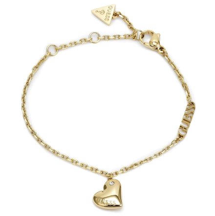 Biżuteria Guess damska bransoletka złota serce z logo JUBB02308JWYGS
