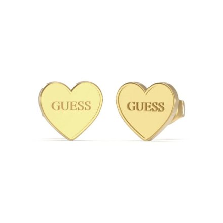 Złote kolczyki Guess serca z logo GUESS STUDS PARTY  JUBE02171JW