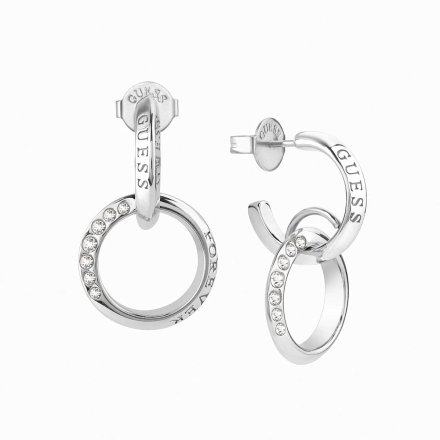 Srebrne kolczyki Guess podwójne koła GUESS FOREVER LINKS JUBE02186JW