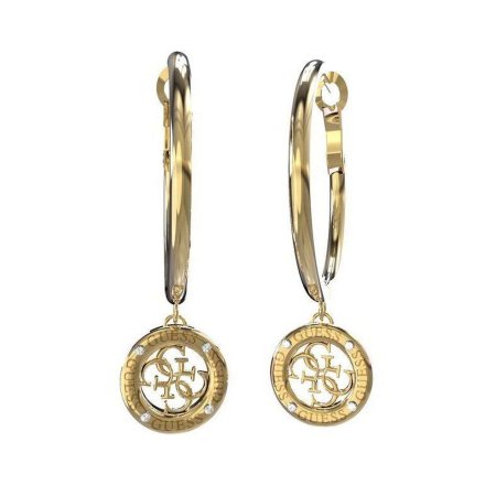Złote kolczyki Guess zawieszki logo GUESS 4G LOOP JUBE02285JW