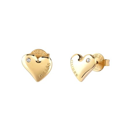Złote kolczyki Guess serca wkrętki GUESS FLUID HEARTS JUBE02303JW