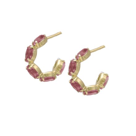 Złote kolczyki koła z różowymi kryształami VICTORIA CRUZ • SREBRO 925