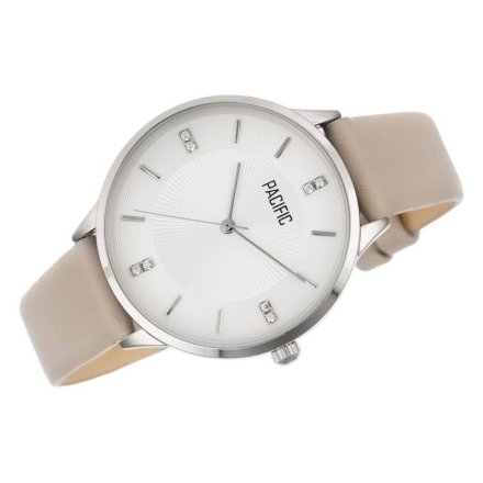 Srebrny damski zegarek na szarym  pasku PACIFIC X6148-05