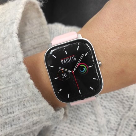 Smartwatch Pacific 20-8 Różowy prostokątny z funkcją rozmowy Kroki Puls Kalorie Sport