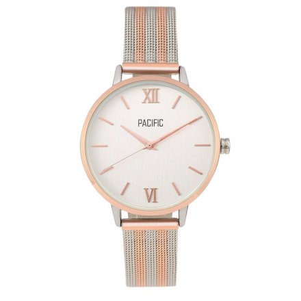Srebrny damski zegarek z różowozłotymi dodatkami PACIFIC X6172-04