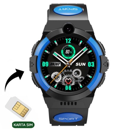 Smartwatch dla dziecka SIM GPS WIDEO ROZMOWY Czarno-niebieski Pacific 31-02 + TOREBKA GRATIS!