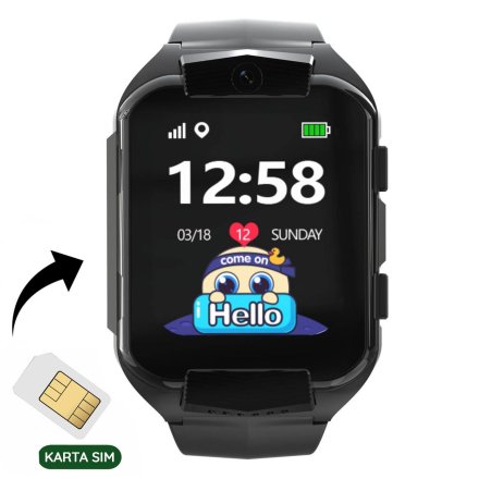 Smartwatch dla dzieci SIM GPS WIDEO ROZMOWY Czarny Pacific 32-01