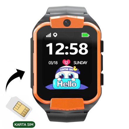 Smartwatch dla dzieci SIM GPS WIDEO ROZMOWY Pomarańczowy Pacific 32-03