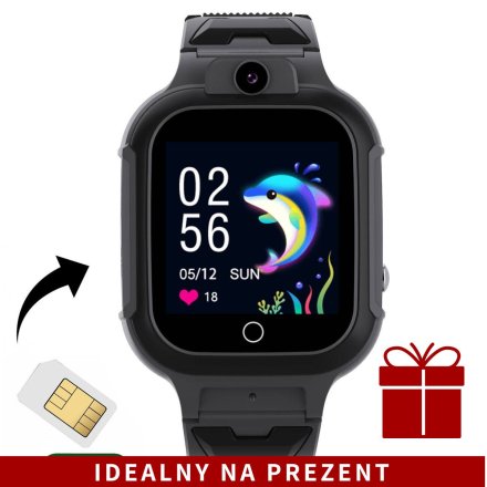 Smartwatch dla dzieci z funkcją dzwonienia GPS Czarny Pacific 33-01 + TOREBKA GRATIS!