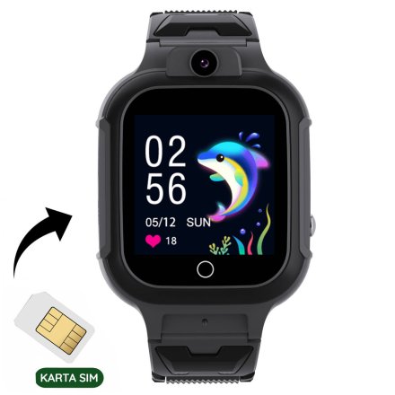 Smartwatch dla dzieci z funkcją dzwonienia GPS Czarny Pacific 33-01 + TOREBKA GRATIS!
