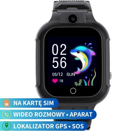 Smartwatch dla dzieci z funkcją dzwonienia GPS Czarny Pacific 33-01