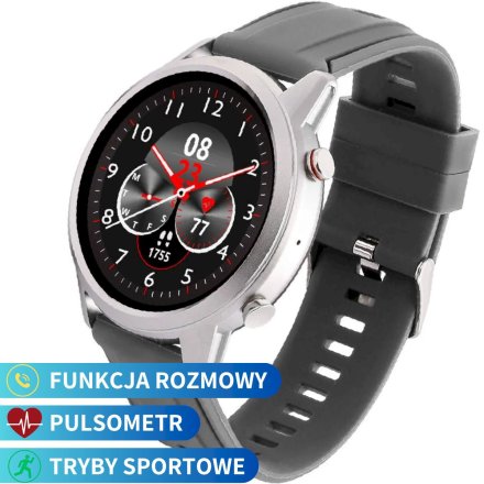 Smartwatch z funkcją rozmowy szary Pacific 36-01 Sport Kroki Kalorie Puls Ciśnienie