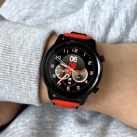 Smartwatch z funkcją rozmowy czerwony Pacific 36-05 Sport Kroki Kalorie Puls Ciśnienie