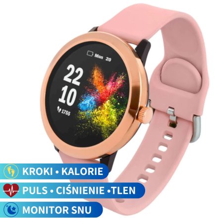 Damski smartwatch z ciśnieniomierzem Pacific 38-03 Sport Kalorie Puls Termometr