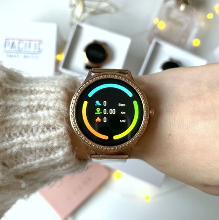 Damski smartwatch z ciśnieniomierzem Pacific 39-02 Sport Kalorie Puls Termometr