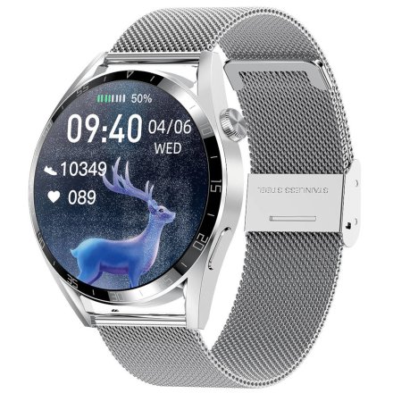 Smartwatch z funkcją rozmowy srebrny Pacific 42-02 Sport Kroki Kalorie Puls Ciśnienie