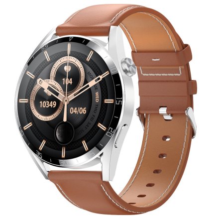 Smartwatch z funkcją rozmowy brązowy Pacific 42-03 Sport Kroki Kalorie Puls Ciśnienie