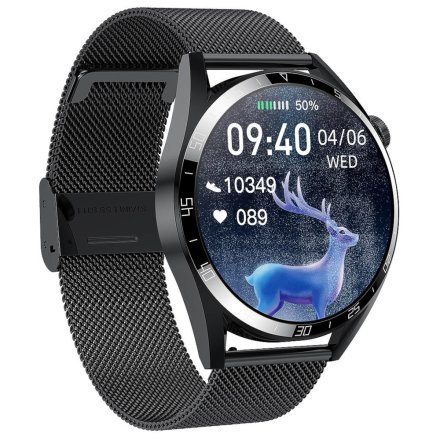 Smartwatch z funkcją rozmowy czarny Pacific 42-05 Sport Kroki Kalorie Puls Ciśnienie