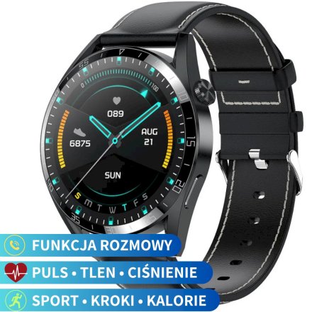 Smartwatch z funkcją rozmowy czarny Pacific 42-06 Sport Kroki Kalorie Puls Ciśnienie