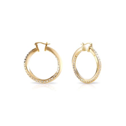 Złote kolczyki Guess koła z kryształami 4 cm GUESS HOOPS DON'T LIE JUBE01486JW