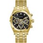 Złoty zegarek męski Guess Continental z bransoletką i czarną tarczą GW0260G2