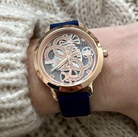 Różowozłoty zegarek Guess 4G ze szklaną tarczą GW0452L1