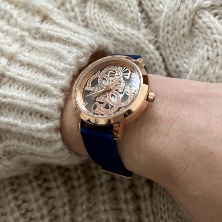 Różowozłoty zegarek Guess 4G ze szklaną tarczą GW0452L1