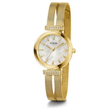 Złoty elegancki zegarek Guess Array z bransoletką GW0471L2