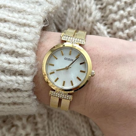 Złoty elegancki zegarek Guess Array z bransoletką GW0471L2