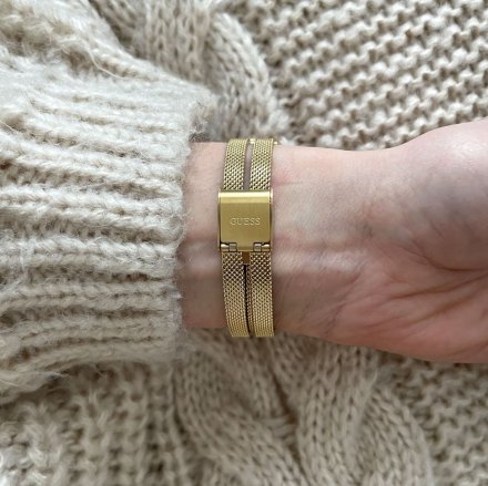 Złoty elegancki zegarek Guess Array z bransoletką GW0471L2
